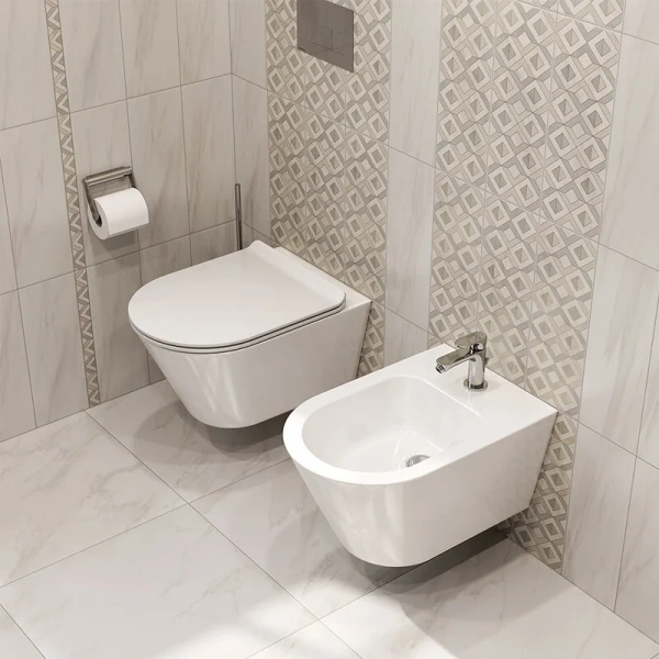 Унитаз подвесной Kerama Marazzi Plaza Modern безободковый PLMR.wc.02 (детальная фотография), безободковые, сиденье с микролифтом 