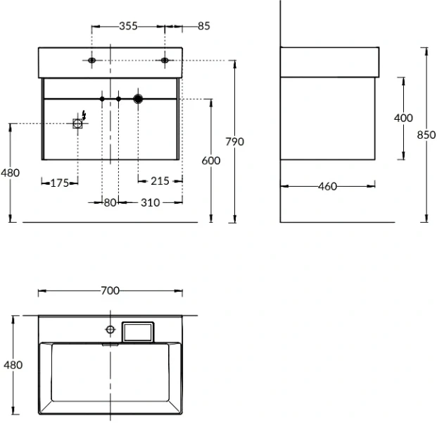 Тумба под раковину подвесная Kerama Marazzi Logica 70 см белая LOG.70.2\WHT (детальная фотография), белая
