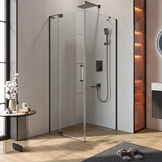 Душевой уголок Cezares Slider 90х80 см стекло прозрачное профиль оружейная сталь