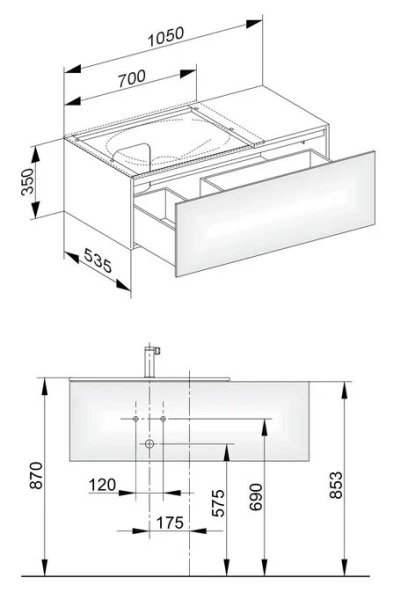 Тумба под раковину подвесная Keuco Edition 11 105 см белая 31153380000 (детальная фотография), по запросу
