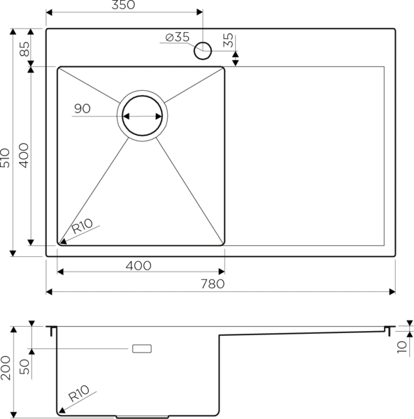 Мойка для кухни Omoikiri Akisame 78-GM-L 78 см вороненая сталь чаша слева 4973099 (детальная фотография), врезные