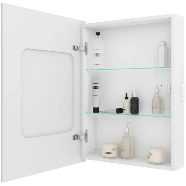 Зеркальный шкаф с подсветкой Misty Алюр 60 см левый, с розеткой МВК004 (детальная фотография), 60 см