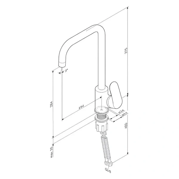 Смеситель для кухни AM.PM Like F80060 с g-образным изливом (детальная фотография), для кухни