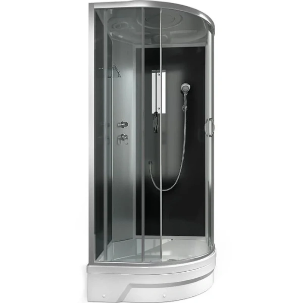 Душевая кабина Erlit Comfort 90x90 см черная задняя стенка ER350926-C4-RUS (детальная фотография), угловые, без гидромассажа, c тропическим душем, с вентиляцией, с крышей