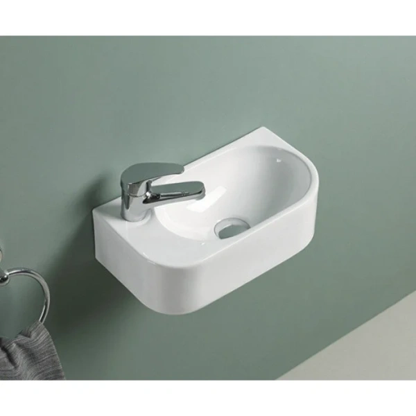 Раковина GID Suspendido N9274R 40 см правосторонняя белая 61129R (детальная фотография), подвесные, пристенные