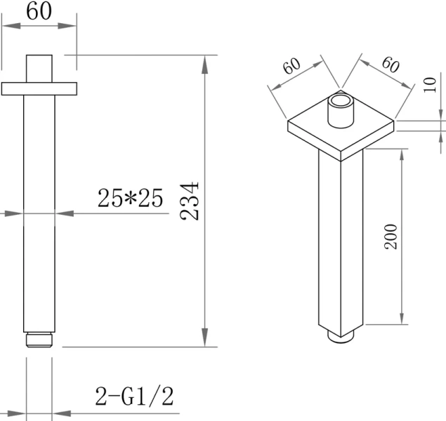 Кронштейн для верхнего душа BERGES Ventas черный матовый 074012 (детальная фотография), в наличии