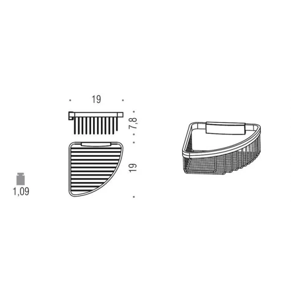 Полочка для ванной Colombo Angolari угловая B9648 (детальная фотография), современные, hi-tech