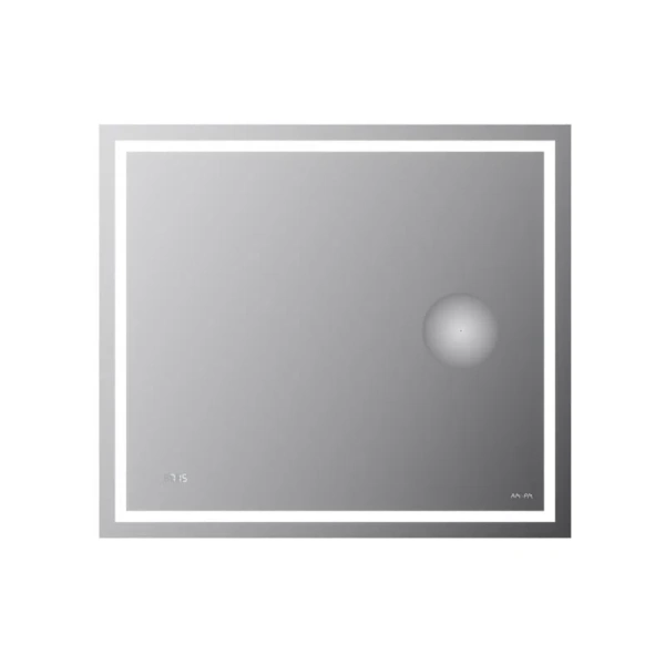 Зеркало с подсветкой AM.PM Gem 80х70 см с часами и косметическим зеркалом M91AMOX0803WG (детальная фотография)