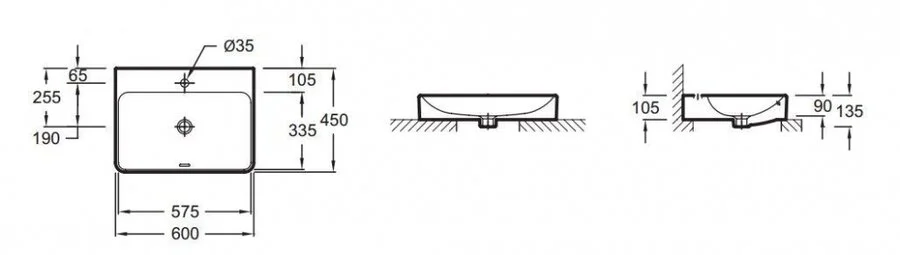 Раковина Jacob Delafon Vox 60 см накладная EVD112-00 (детальная фотография), современные, hi-tech