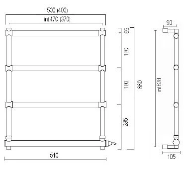 Полотенцесушитель электрический цвет:полированный никель Margaroli 542 5424704BNNC (детальная фотография), по запросу