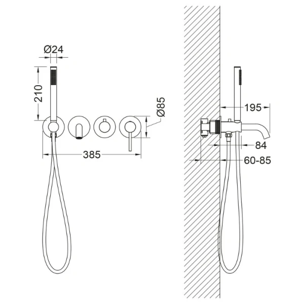 Смеситель для ванны Timo Saona черное золото 2314/18YSM (детальная фотография), для ванны