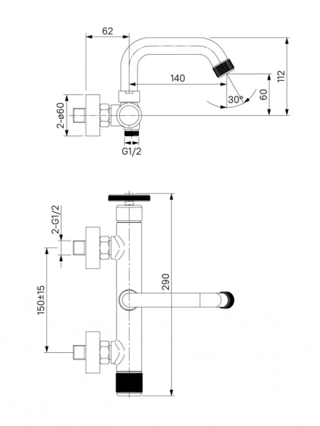 Смеситель для ванны IDDIS Grange графит GRAGMR2i02 (детальная фотография), для ванны
