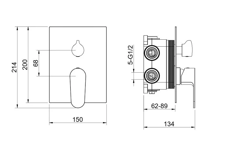 Смеситель для душа Акватек Оберон золото шлифованное AQ1247BG (детальная фотография), для душа