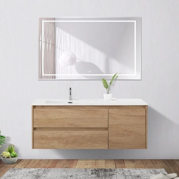 Зеркало с подсветкой BelBagno Kraft 140 см сатин SPC-KRAFT-1400-800-LED-TCH-WARM (детальная фотография), в раме