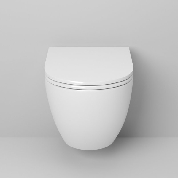 Унитаз подвесной Grossman безободковый белый глянцевый GR-4455S (детальная фотография), без бачка, со скрытым бачком