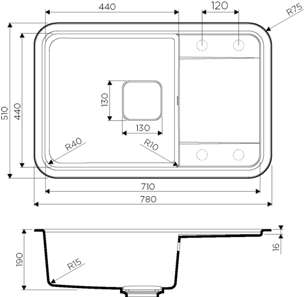 Мойка для кухни Omoikiri Tasogare 78-BL 78 см черная 4993750 (детальная фотография), черные