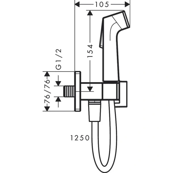 Гигиенический душ с держателем и шлангом Hansgrohe Bidette матовый белый 29231700 (детальная фотография), комплект с лейкой, шлангом и держателем