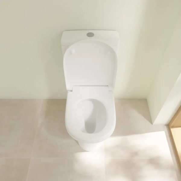 Унитаз напольный Villeroy&Boch O.novo 565810 (детальная фотография), сиденье с микролифтом , с антивсплеском, компакт, низкие