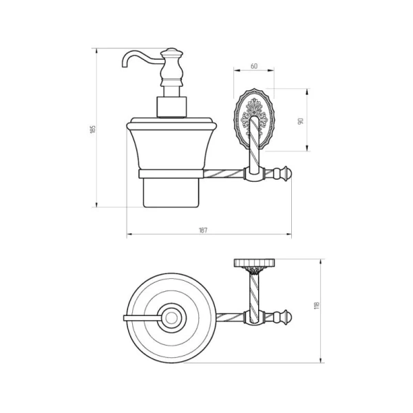Дозатор для мыла Migliore Edera золото 16936 (детальная фотография), классические, ретро