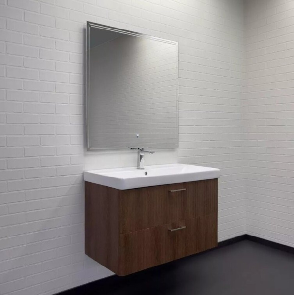 Тумба с раковиной подвесная Comforty Ангара 90П 90 см дуб темно-коричневый 00-00021037CF (детальная фотография), в наличии