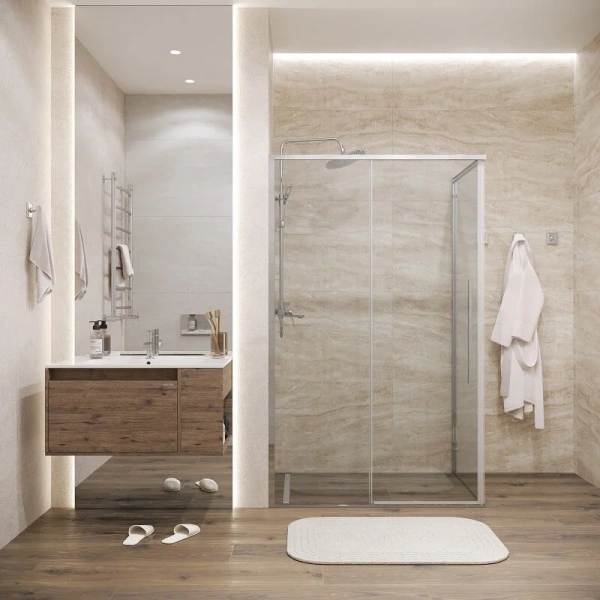 Душевой уголок Grossman Galaxy 100x90 см профиль хром 120.K33.01.1090.10.00 (детальная фотография), стеклянные, угловые, без поддона