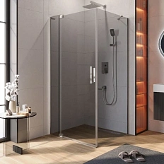 Душевой уголок Cezares Slider 110х100 см стекло серое профиль хром
