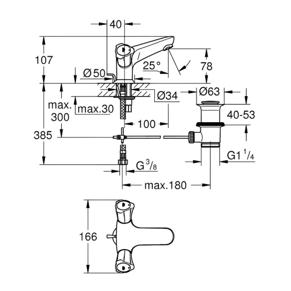 Смеситель для раковины Grohe Costa L 21390001 (детальная фотография), для раковины