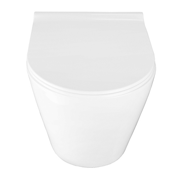 Унитаз подвесной Azario Nova безободковый AZ2217 (детальная фотография), с горизонтальным, прямым выпуском, с прямым выпуском