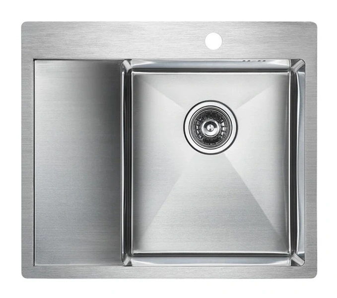 Мойка для кухни Paulmark Flank 59 см нержавеющая сталь, левосторонняя PM225951-BSL (детальная фотография), 60 см