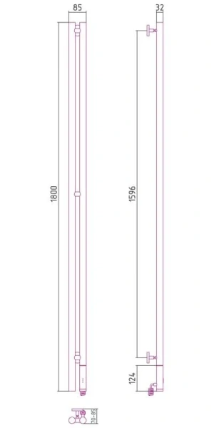 Полотенцесушитель электрический Сунержа Нюанс 3.0 8.5х180 см правый черный матовый 31-5843-1853 (детальная фотография), современные, hi-tech