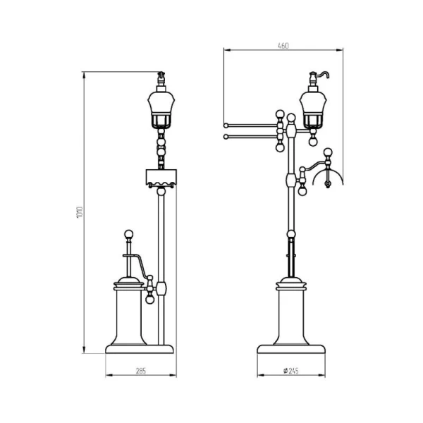 Стойка для ванной Migliore Provance хром 17681 (детальная фотография), классические, ретро, декорированные