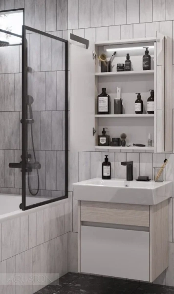 Зеркальный шкаф с подсветкой Акватон Верди 60 см белый, ясень фабрик 1A206902VDAV0 (детальная фотография), навесные