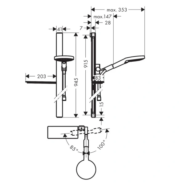 Душевой комплект Hansgrohe Raindance Select S  27649000 (детальная фотография), хром index_1
