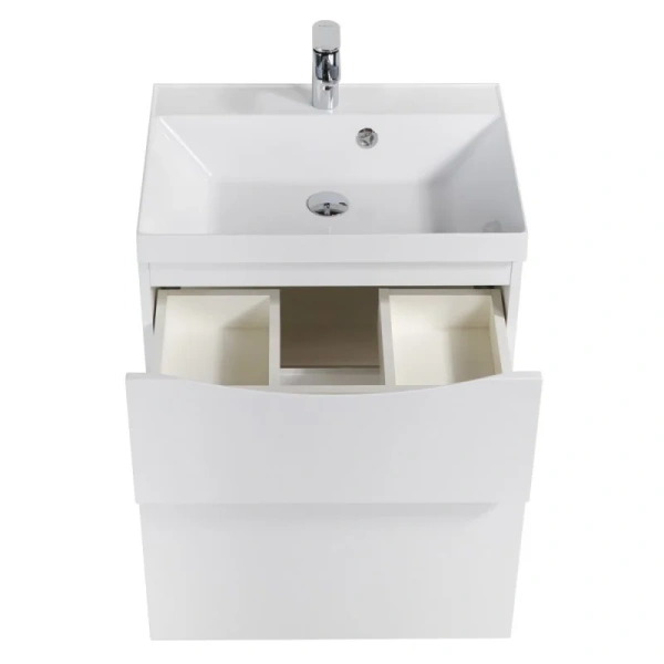 Тумба под раковину подвесная BelBagno Marino 60 см bianco lucido MARINO-H60-600-2C-SO-BL-P (детальная фотография), моноблок