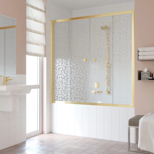 Душевая шторка на ванную стекло фея Vegas-glass Z2V 160 R03 (детальная фотография), узорчатые