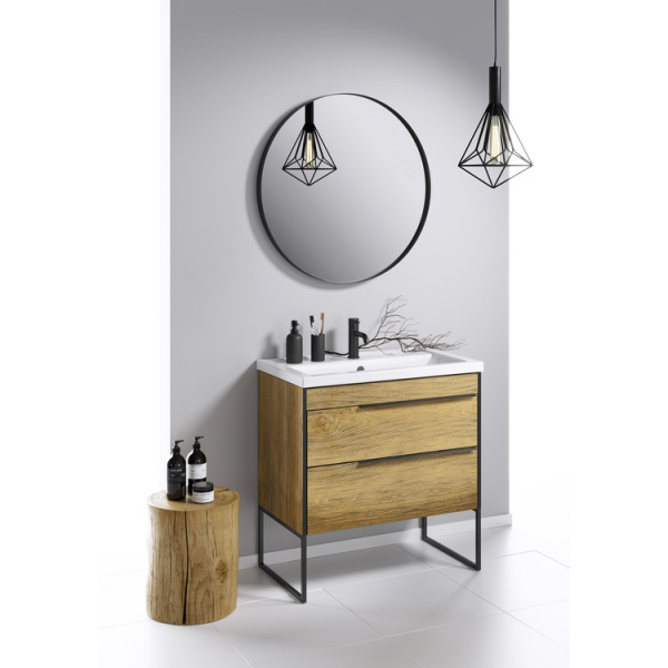 Зеркало Aqwella RM 80 см в металлической раме черное RM0208BLK (детальная фотография), современные, hi-tech