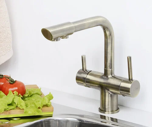 Смеситель для кухни WasserKRAFT под фильтр, светлая бронза A8037 (детальная фотография), высокие, округлая форма, для питьевой воды с фильтром