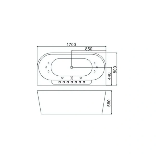 Ванна гидромассажная Frank 20151110 F109, 170 x 80 см, пристенная, цвет белый (детальная фотография), акриловые
