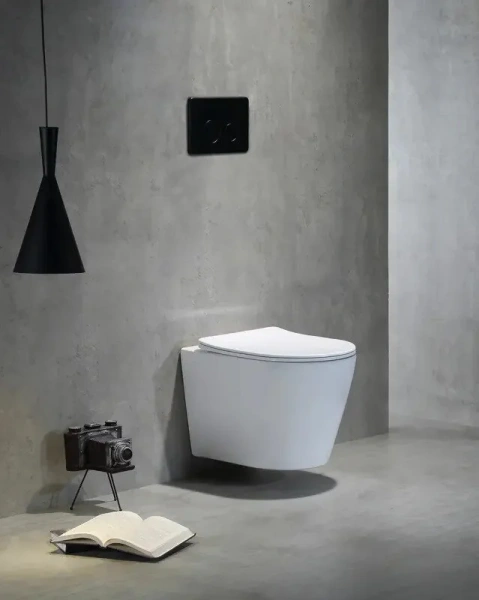 Унитаз подвесной SantiLine безободковый белый SL-5025 (детальная фотография), современные, hi-tech, круглые