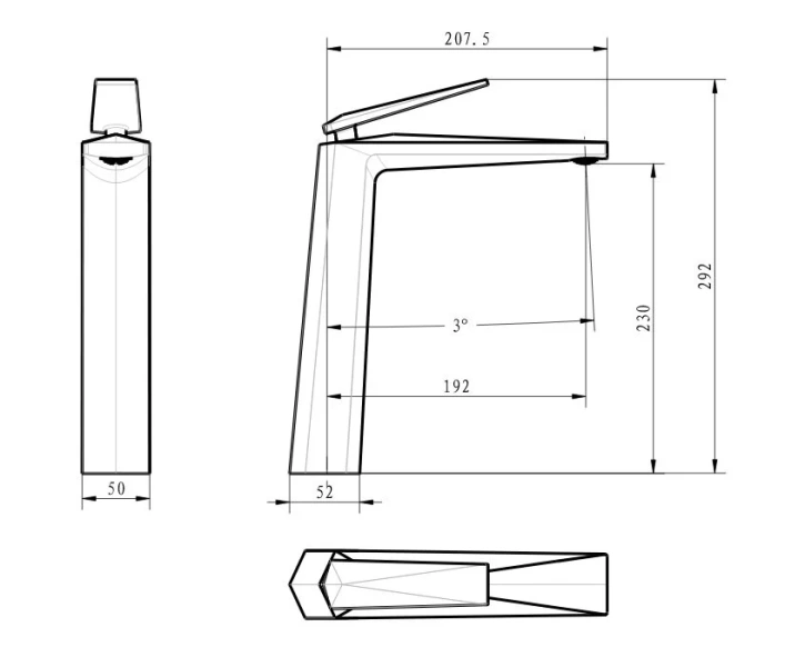Смеситель для раковины Boheme Venturo черный/золото 382-b (детальная фотография), для раковины