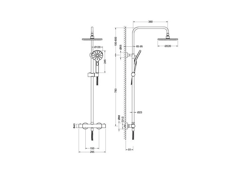 Душевая стойка Акватек Европа оружейная сталь AQ2343BGM (детальная фотография), другие