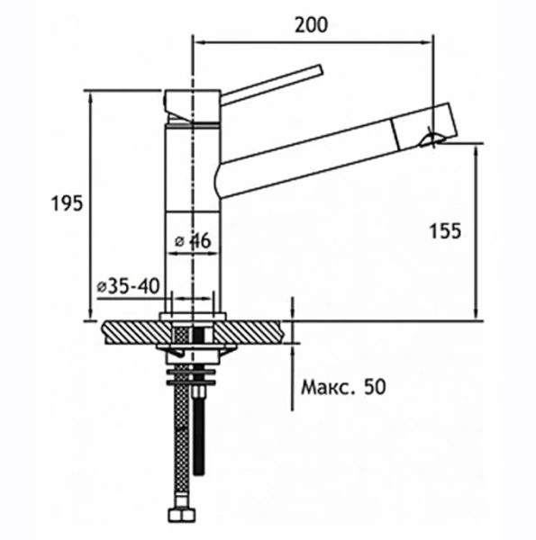 Смеситель для кухни Timo Saona антрацит 2303F anthracite (детальная фотография), для кухни