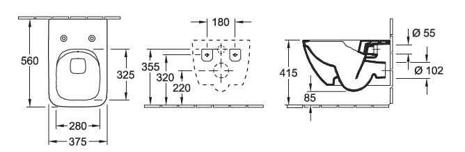 Унитаз подвесной Villeroy & Boch Venticello альпийский белый с покрытием CeramicPlus 4611R0R1 (детальная фотография), современные, hi-tech