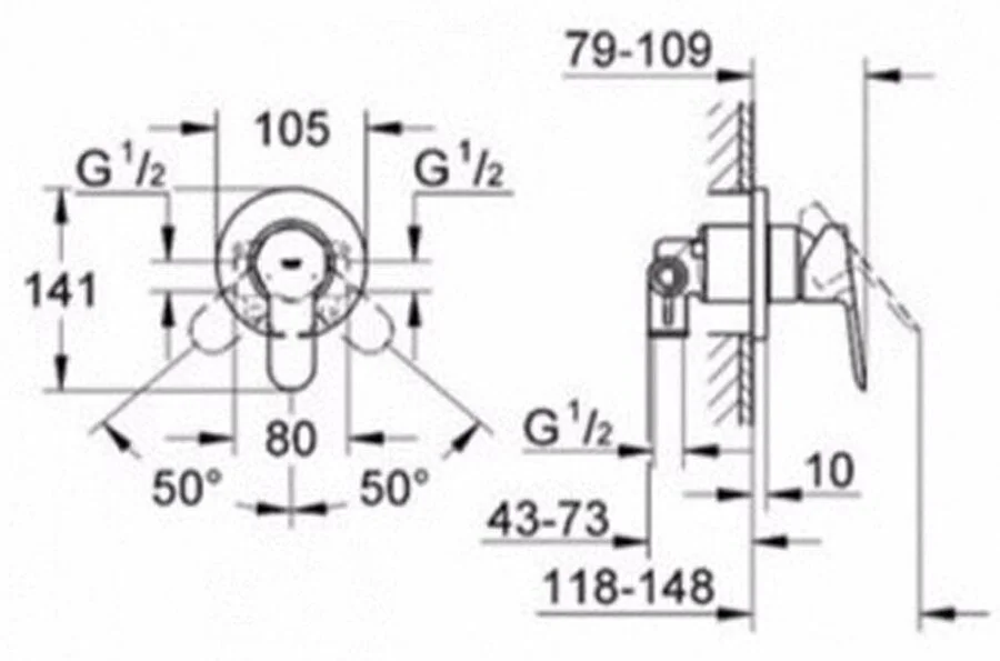 Гигиенический душ со смесителем Grohe BauEdge хром 124898 (детальная фотография), для туалета