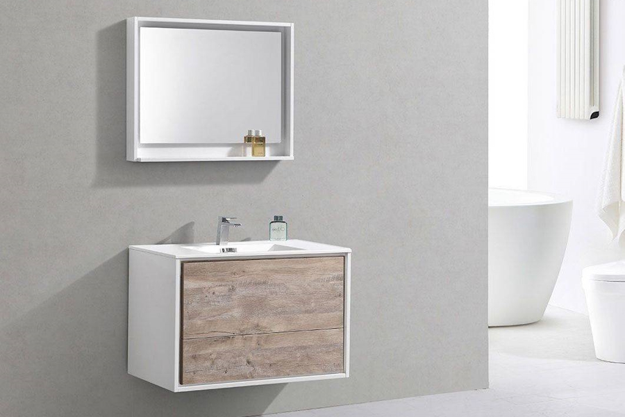 Тумба под раковину подвесная Vincea Alessia 90 см N.Wood/L.White VMC-1S900NL (детальная фотография), по запросу