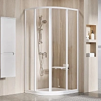 Полукруглый душевой уголок, профиль белый, стекло прозрачное, Ravak Supernova SKCP4-90 31170100Z1