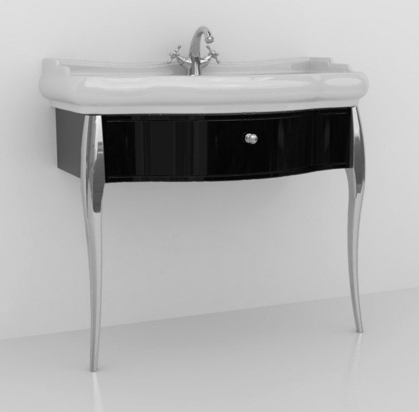 Консоль под раковину Kerasan Retro черная, ножки хром 7363K3 (детальная фотография)