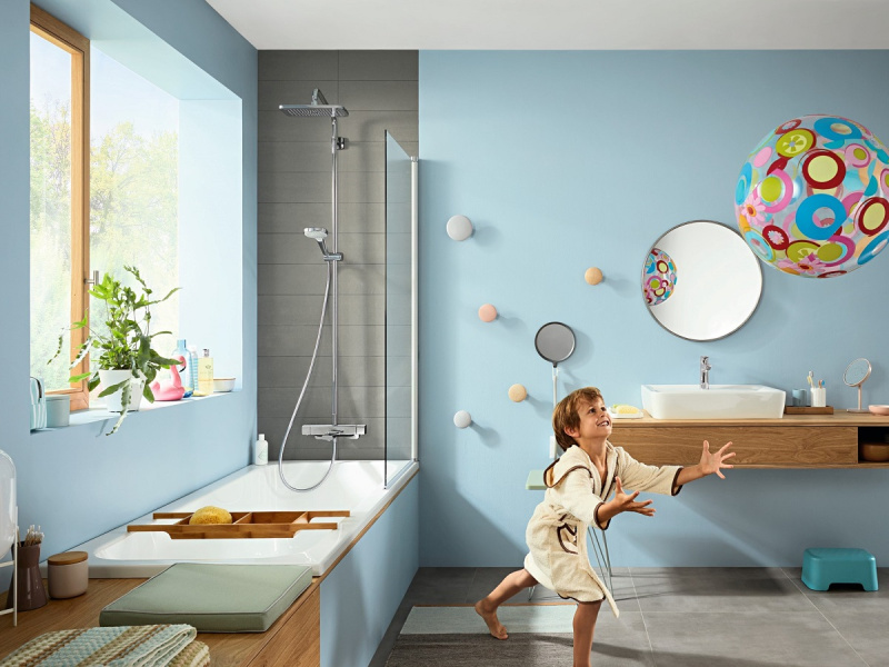 Душевая стойка Hansgrohe Croma E хром 27687000 (детальная фотография), с изливом