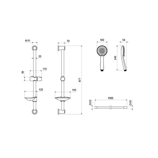 Душевой комплект Акватек Бетта хром AQ1132CR (детальная фотография), хром