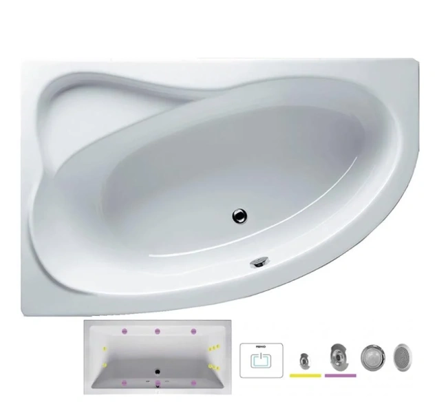 Ванна гидромассажная Riho Lyra 170 x 110 см, FLOW, левая/правая BA6300500000000_FLOW (детальная фотография), с гидромассажем
